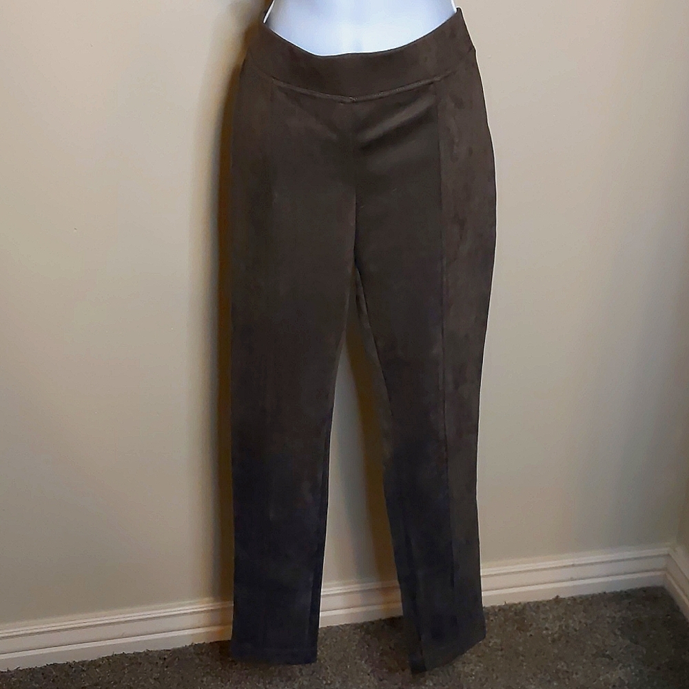 Andrew Marc Toupe Faux Suade Slim Fit Womens Pants